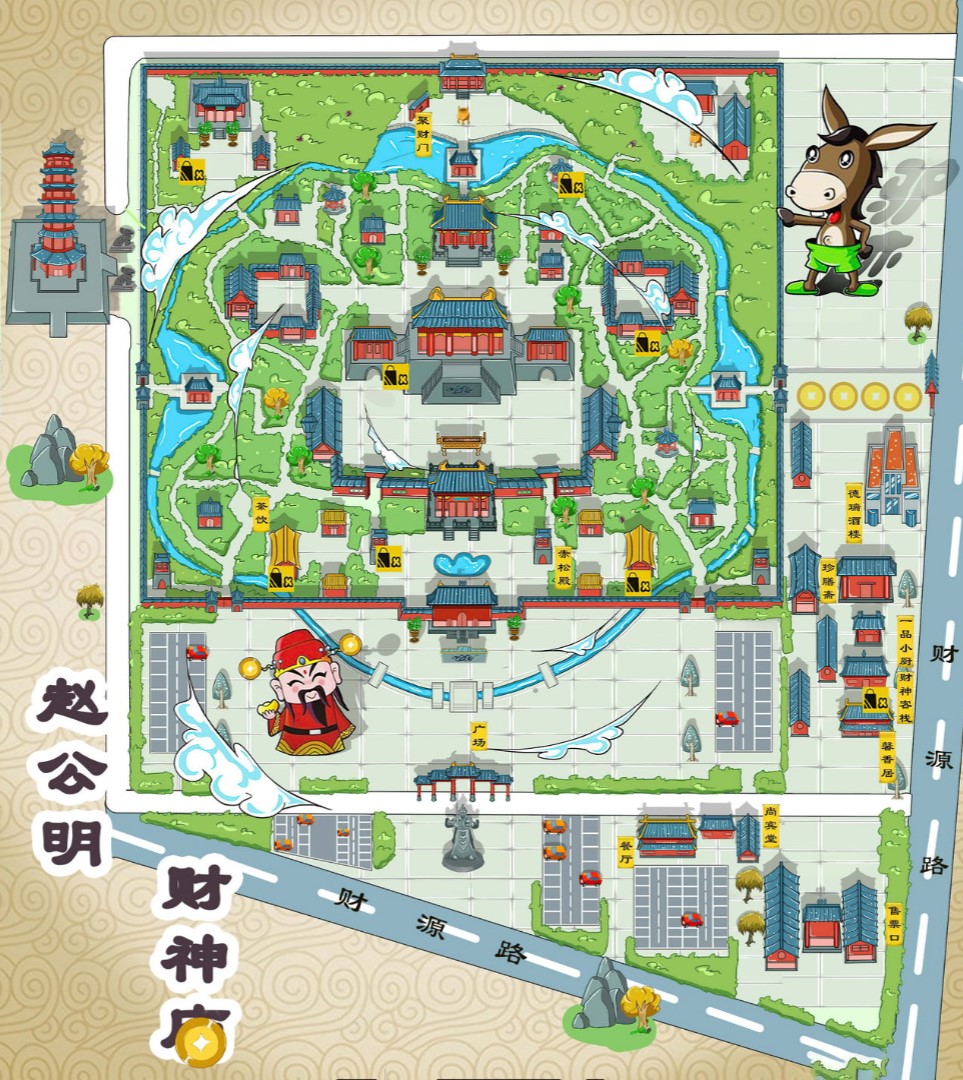 府谷寺庙类手绘地图